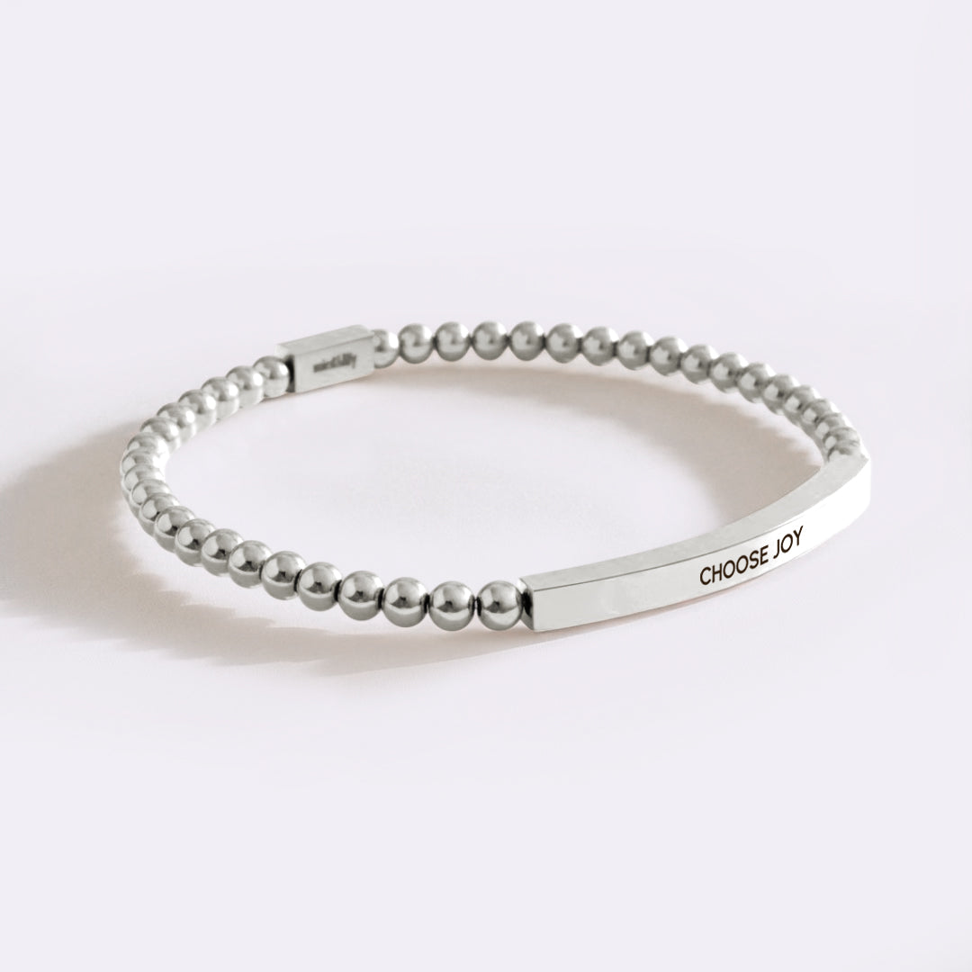 Choose Joy Silver Beaded Inspire Bracelet