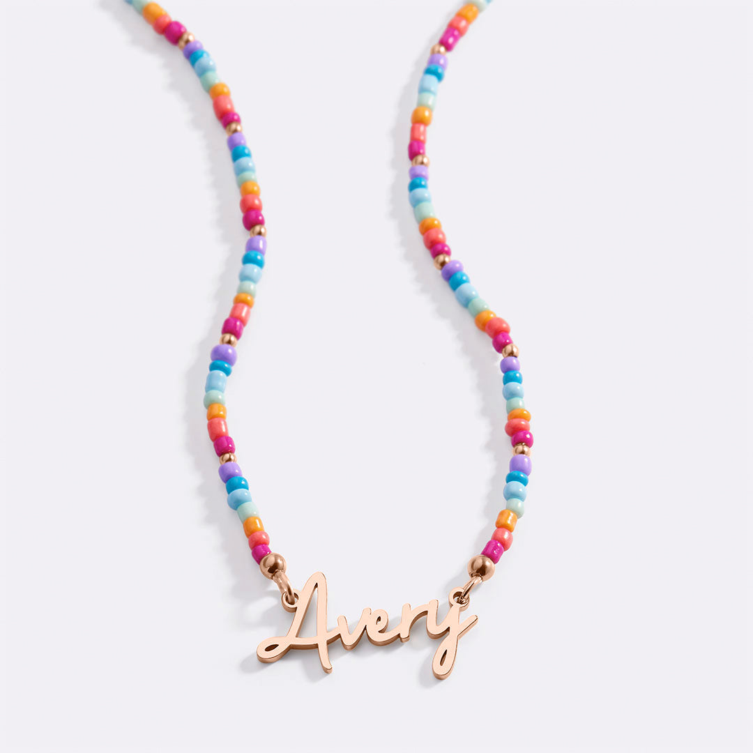 Beach Vibes Beaded Fairy Name Necklace