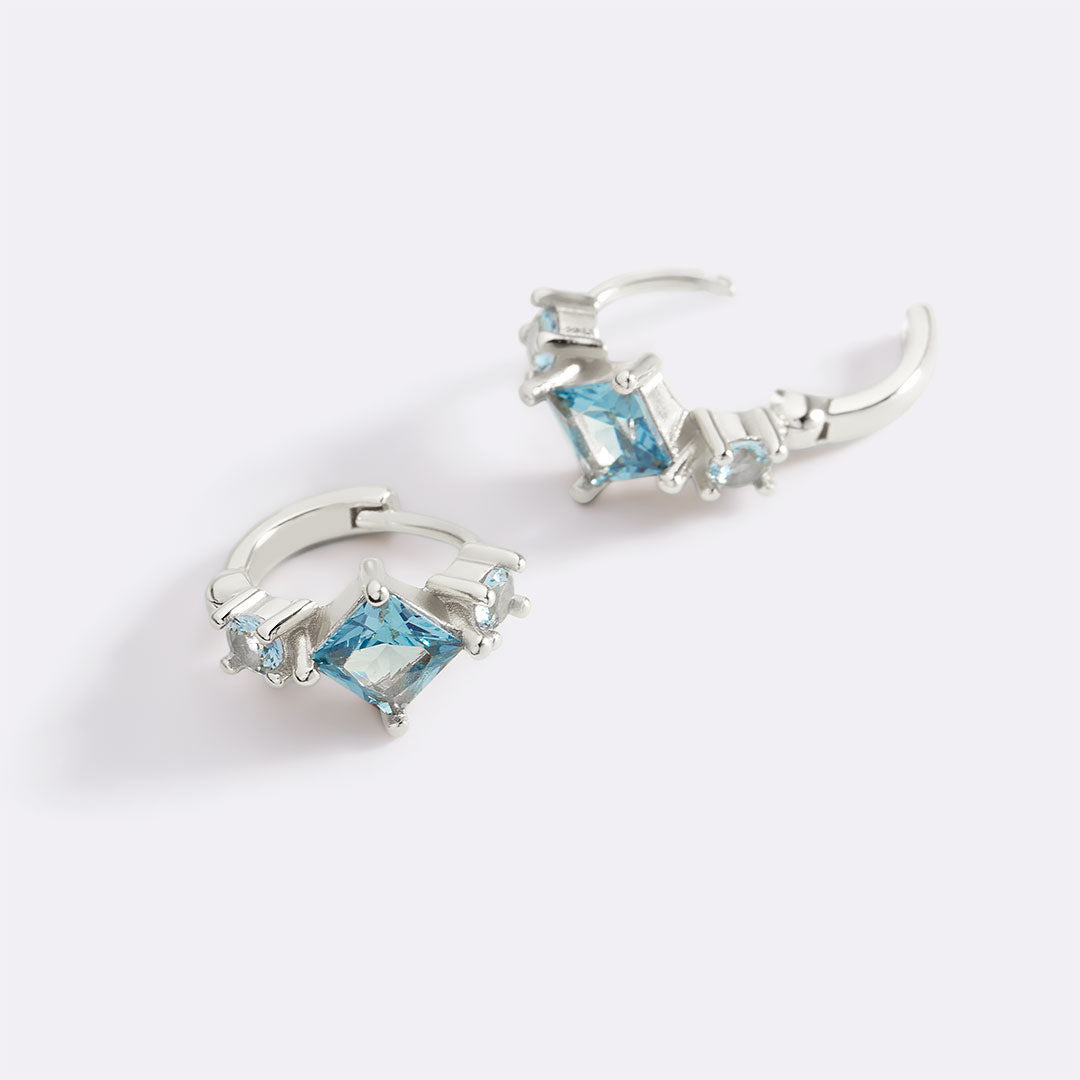 Aquamarine Huggie Hoops