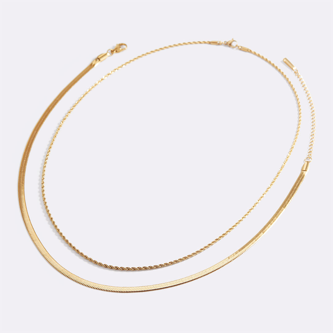 Herringbone & Rope Chain Set