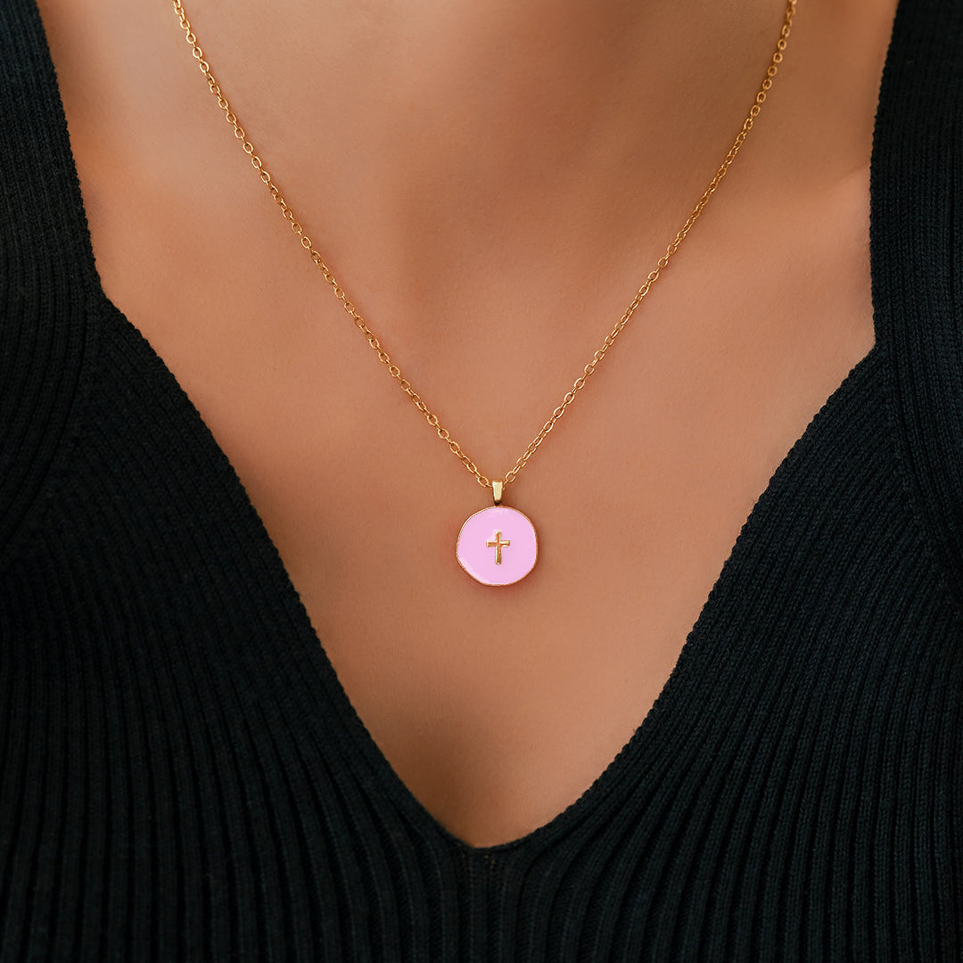Minimalist Enamel Cross Pendant