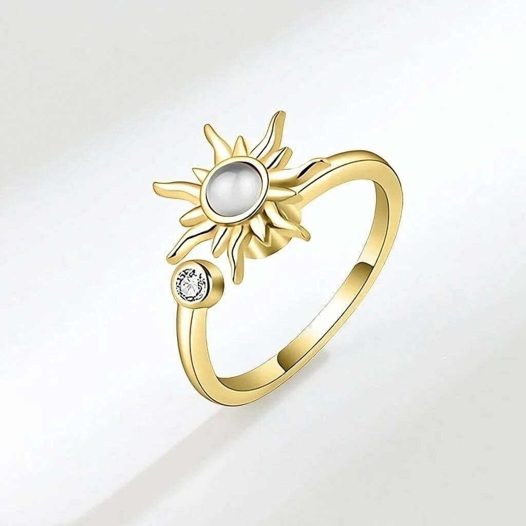 Anillo de Sol para la Ansiedad de Plata de Ley Ajustable