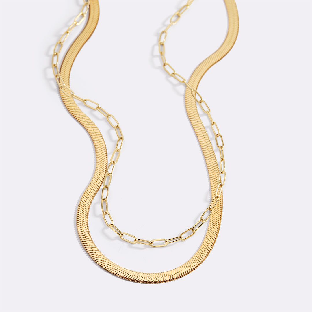 Herringbone & Paperclip Chain Set