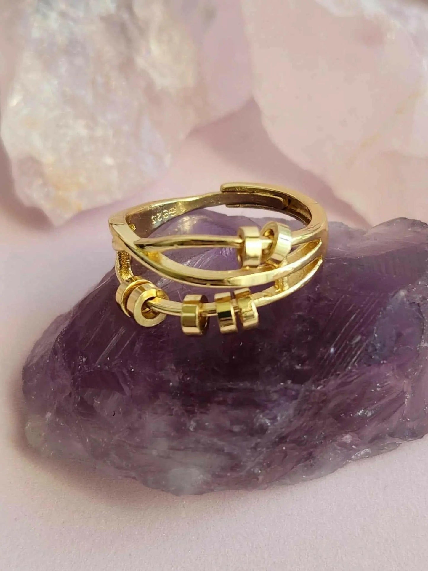 Anillo Fidget Spinner chapado en oro