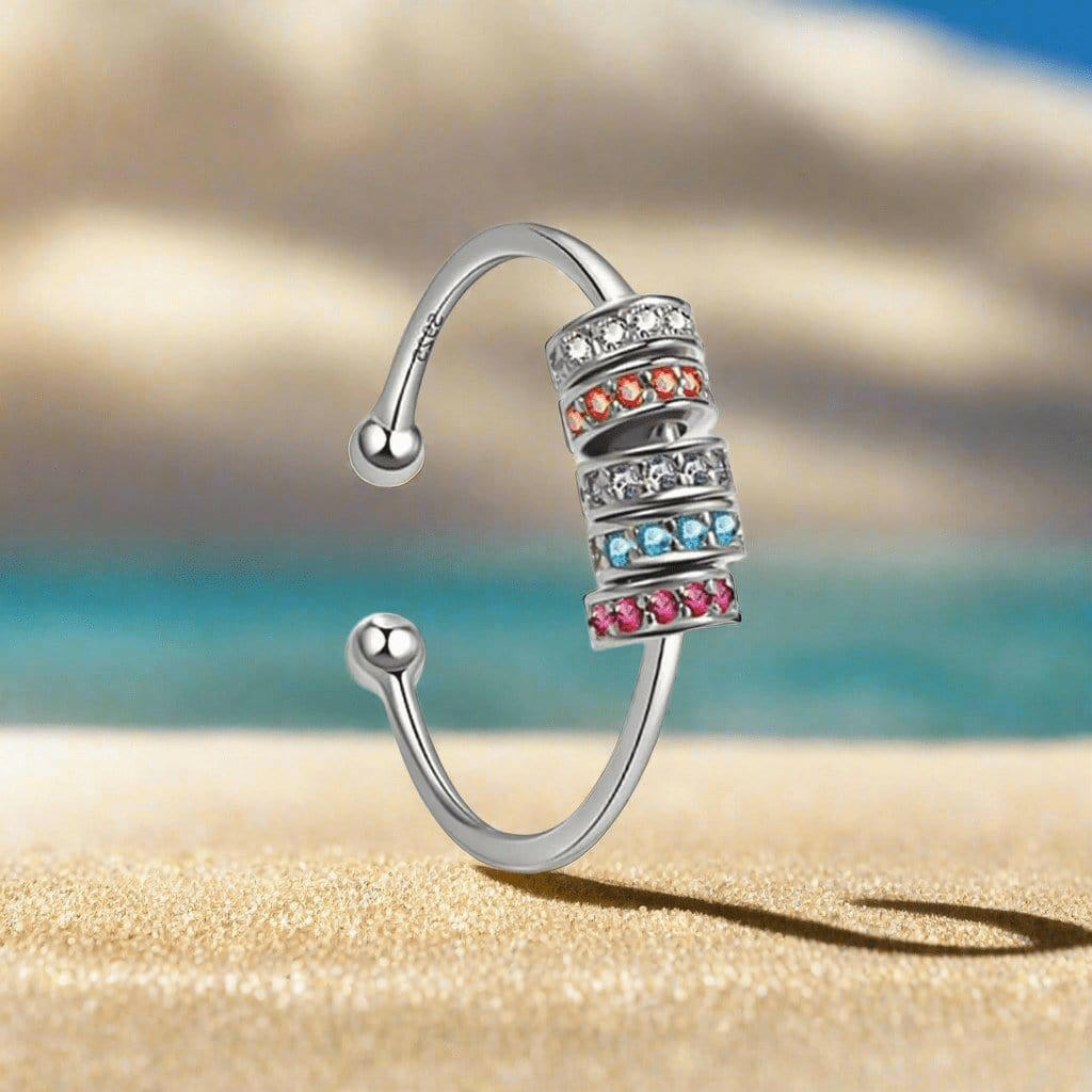 Anillo Fidget Spinner de plata de ley