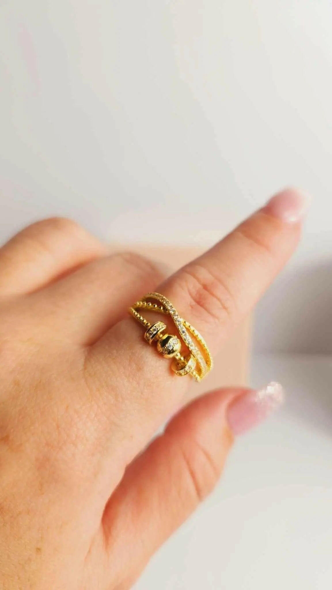 Anillo Fidget Spinner chapado en oro