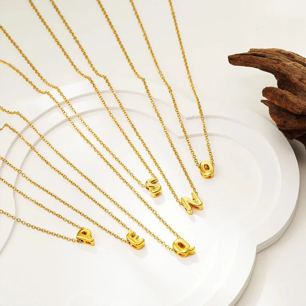 Alouette Gold Bubble Initial Necklace