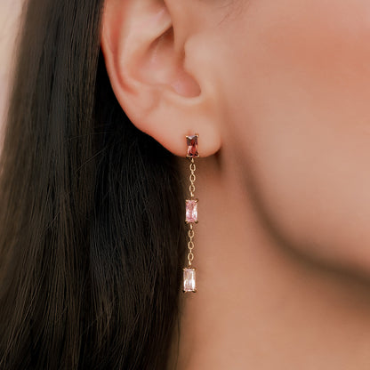 Ombre Baguette Dangle Earrings