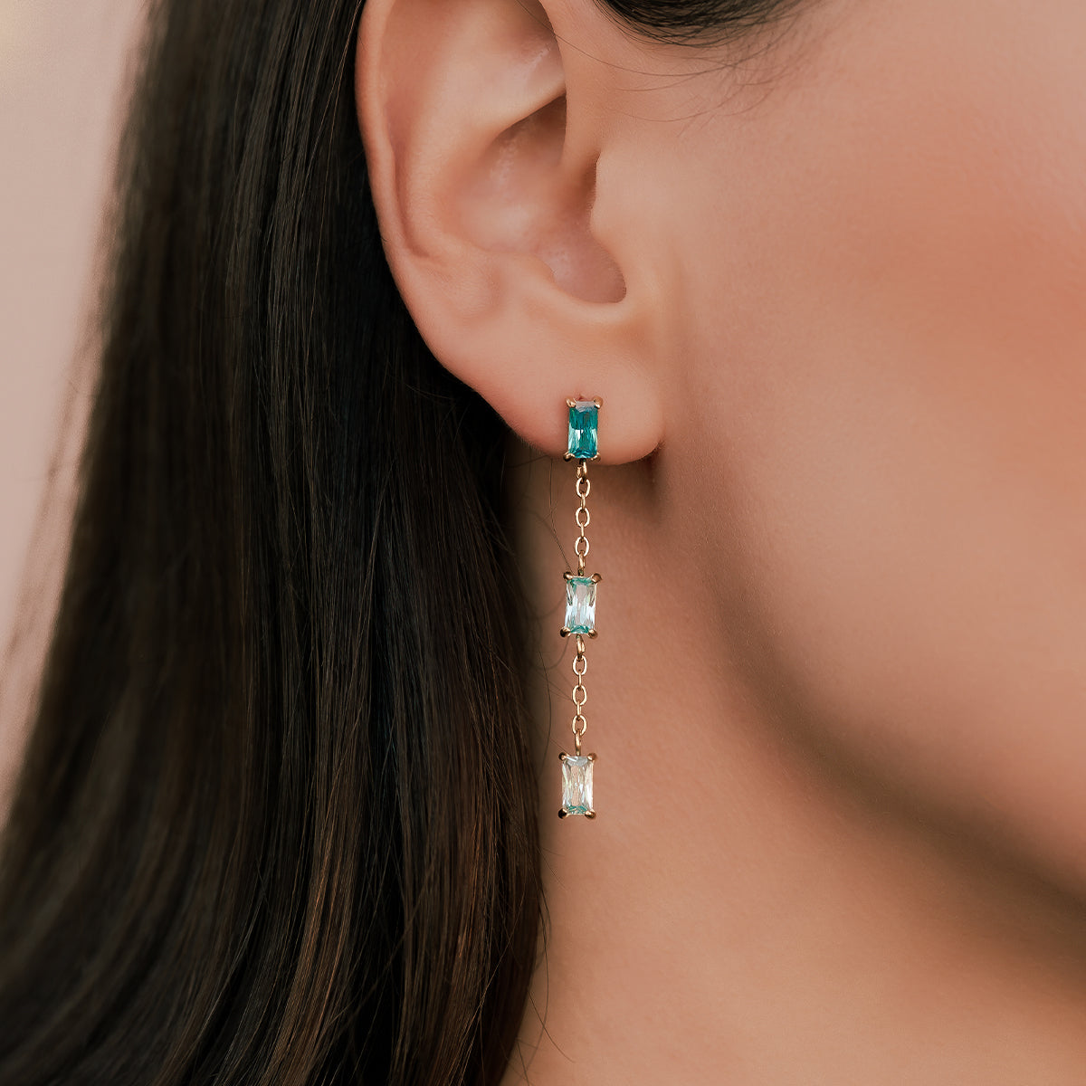 Ombre Baguette Dangle Earrings