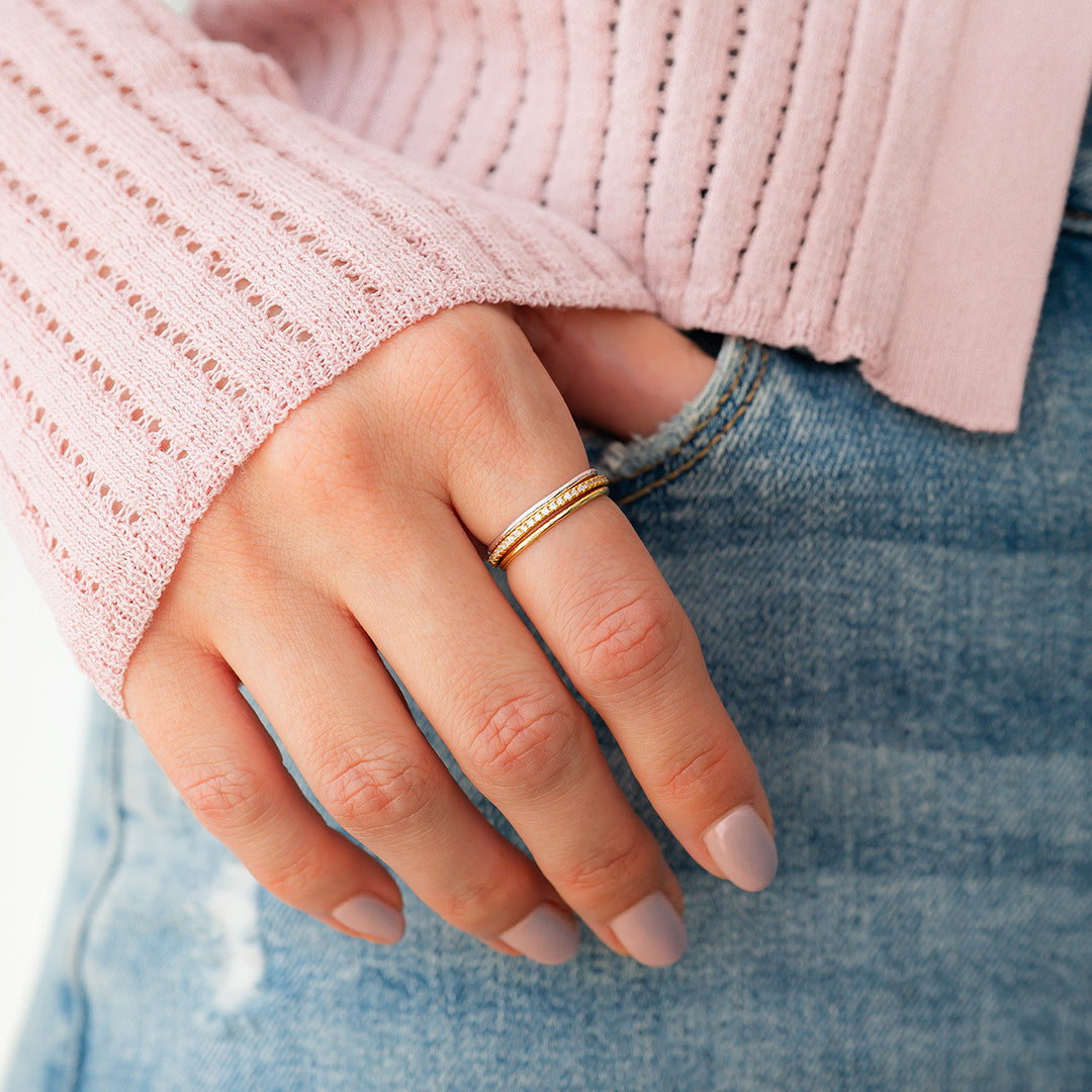 Gold and Silver Stacking Ring Set