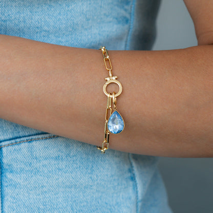 Mint Paperclip Bracelet & Teardrop Birthstone Charm