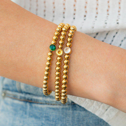 Gold Beaded Bubble Birthstone Bracelet