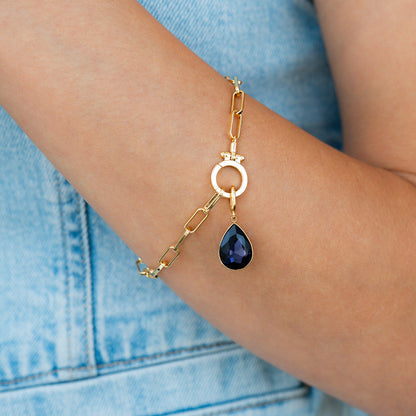 Mint Paperclip Bracelet & Teardrop Birthstone Charm