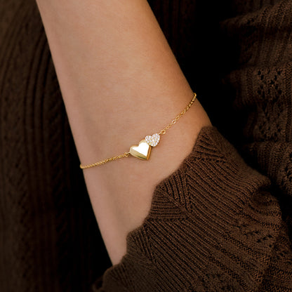 Gold Heart Pavé Bracelet