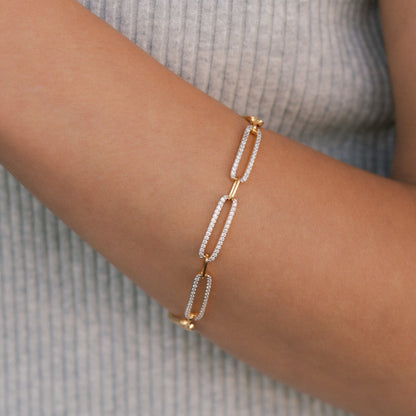 Pave Diamond Paperclip Bracelet