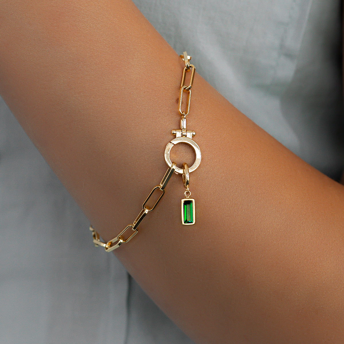 Dainty Baguette Birthstone Charm