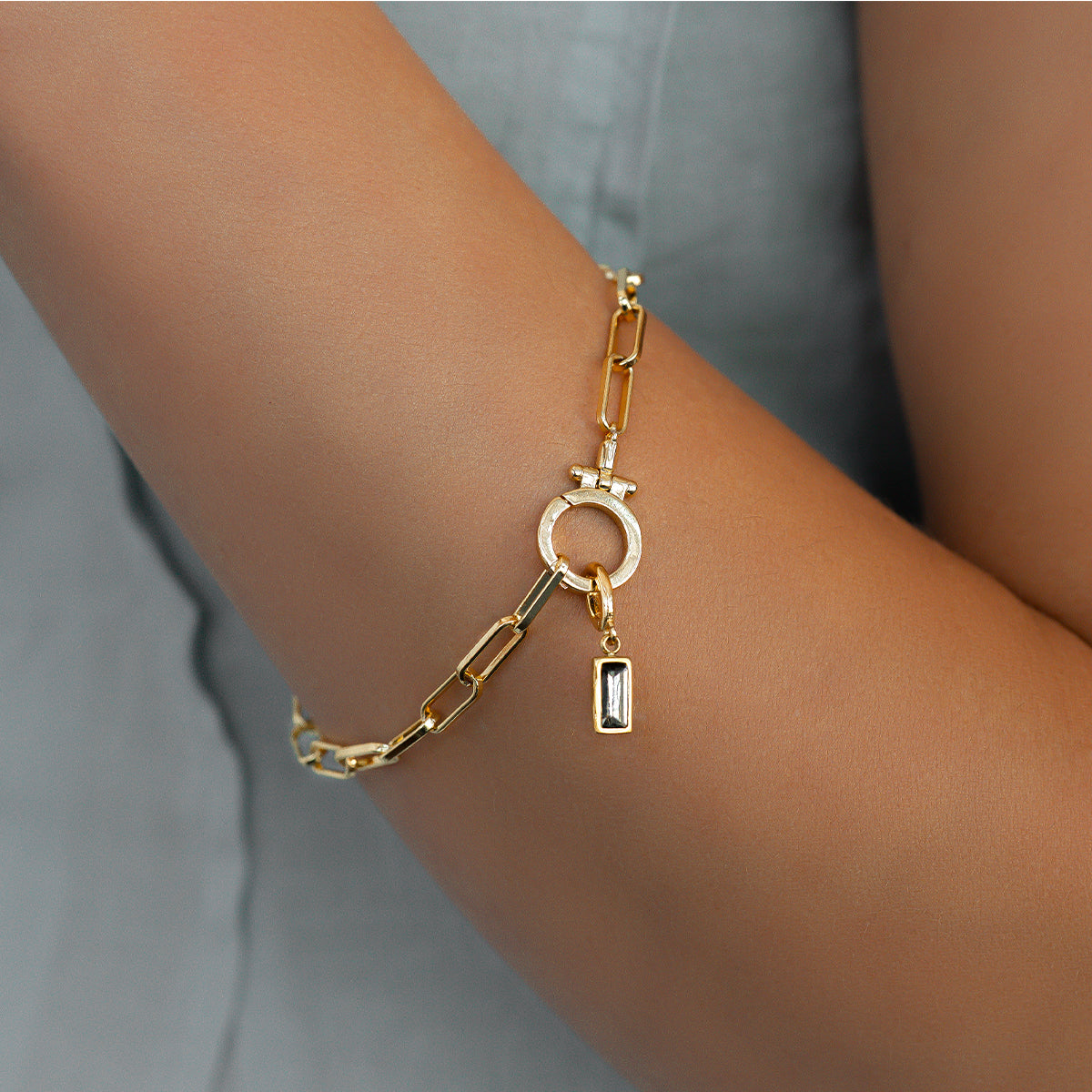 Dainty Baguette Birthstone Charm