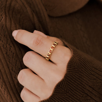 Asscher Cut Birthstone Eternity Ring