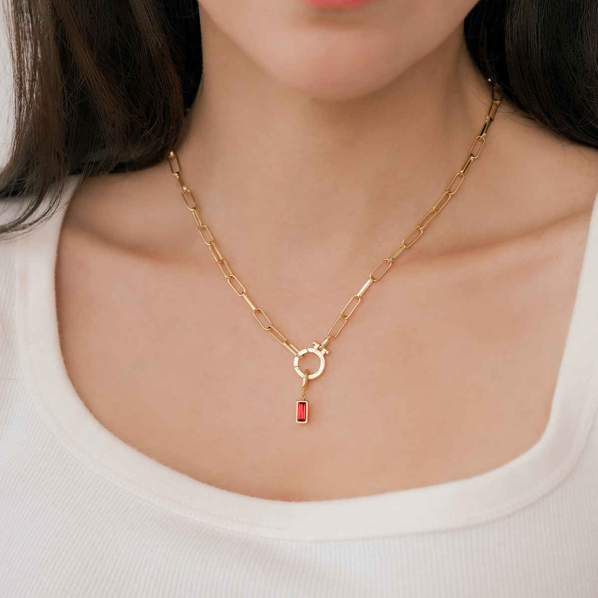 Dainty Baguette Birthstone Charm