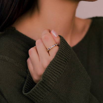 Asscher Cut Birthstone Eternity Ring