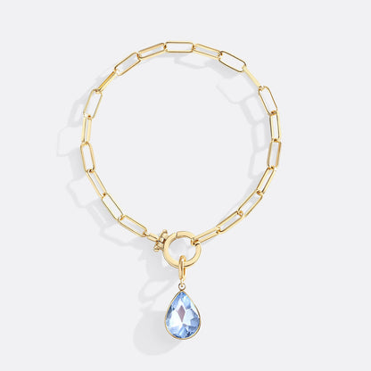 Mint Paperclip Bracelet & Teardrop Birthstone Charm