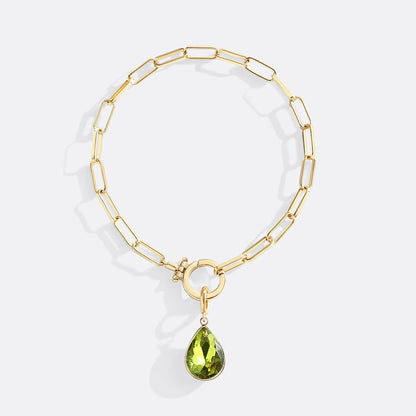 Mint Paperclip Bracelet & Teardrop Birthstone Charm