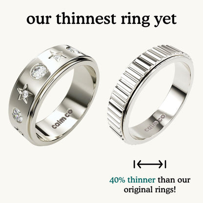 Silver Grooved Anxiety Ring