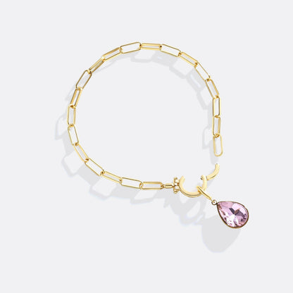 Mint Paperclip Bracelet & Teardrop Birthstone Charm