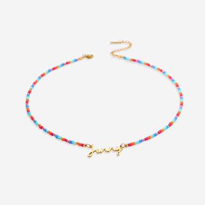 Beach Vibes Beaded Fairy Name Necklace