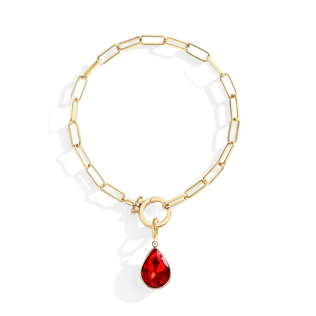 Mint Paperclip Bracelet & Teardrop Birthstone Charm