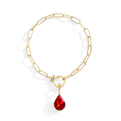 Mint Paperclip Bracelet & Teardrop Birthstone Charm