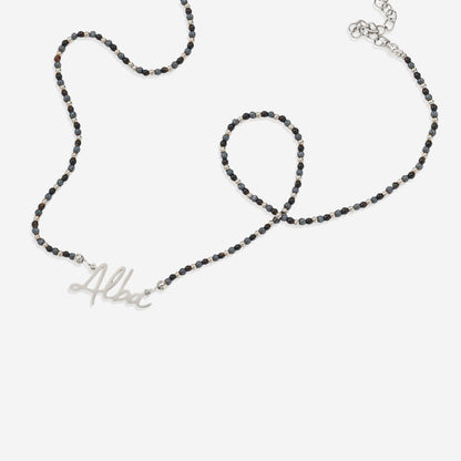 Onyx Beaded Fairy Name Necklace