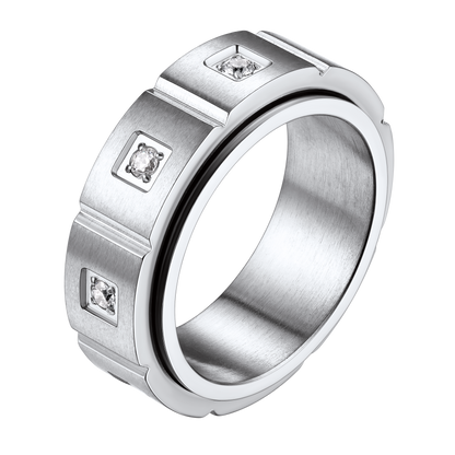 Anillo de circonita para la ansiedad de acero inoxidable