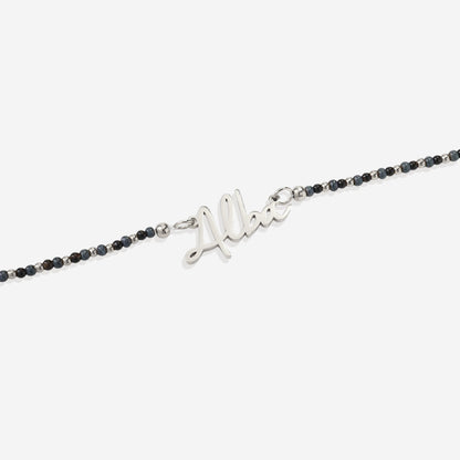 Onyx Beaded Fairy Name Necklace