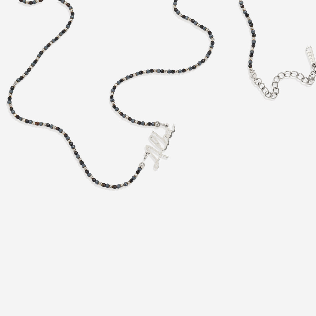 Onyx Beaded Fairy Name Necklace