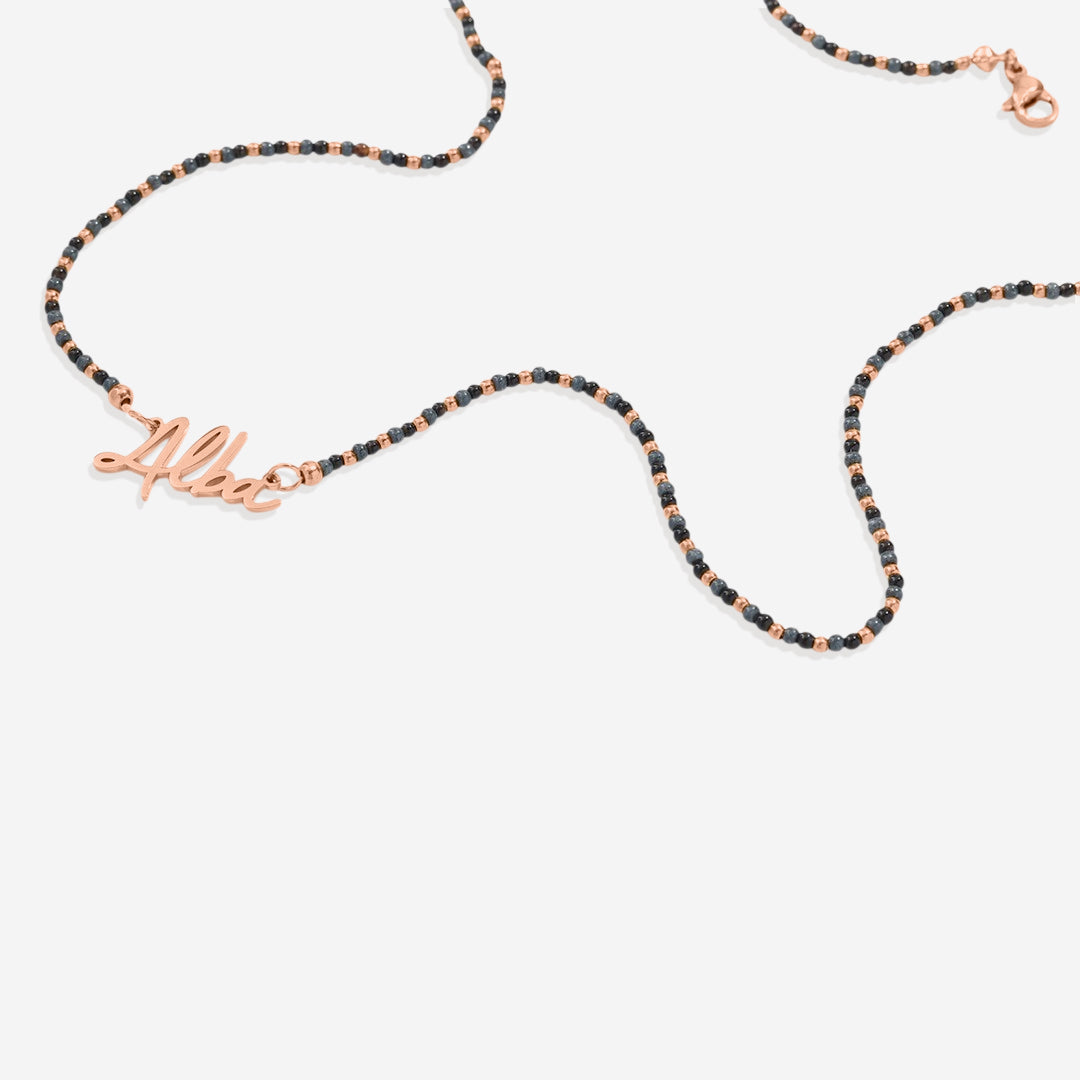 Onyx Beaded Fairy Name Necklace