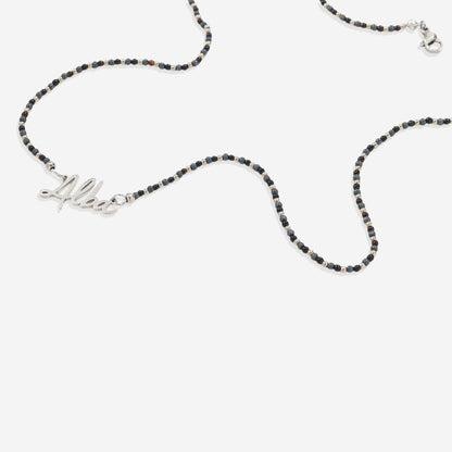 Onyx Beaded Fairy Name Necklace