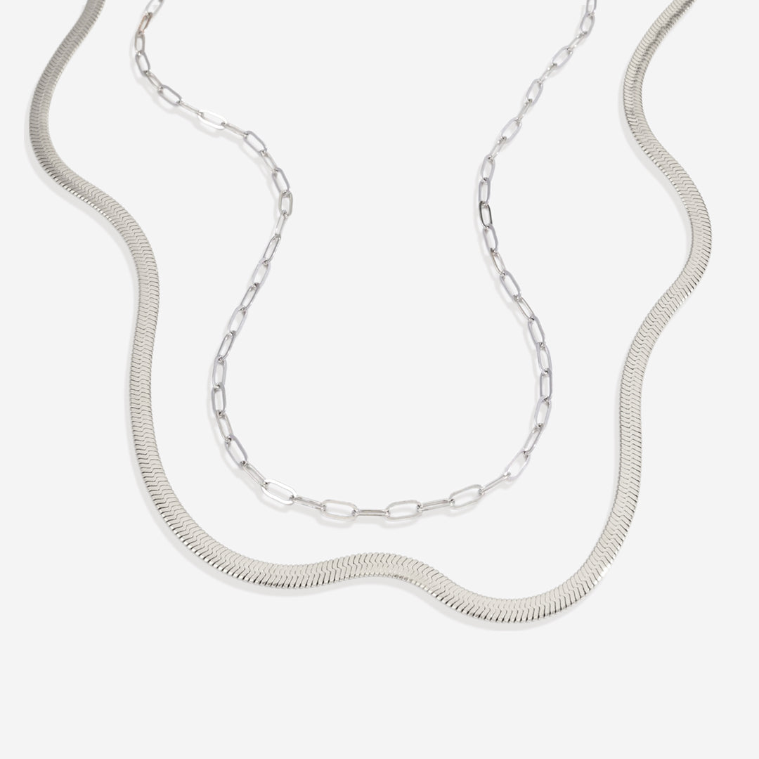 Herringbone & Paperclip Chain Set