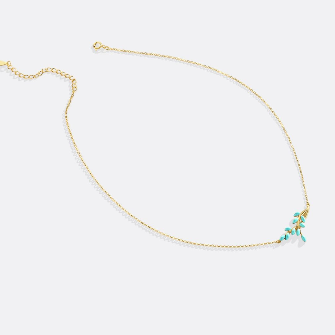Enamel Leaf Pendant Necklace