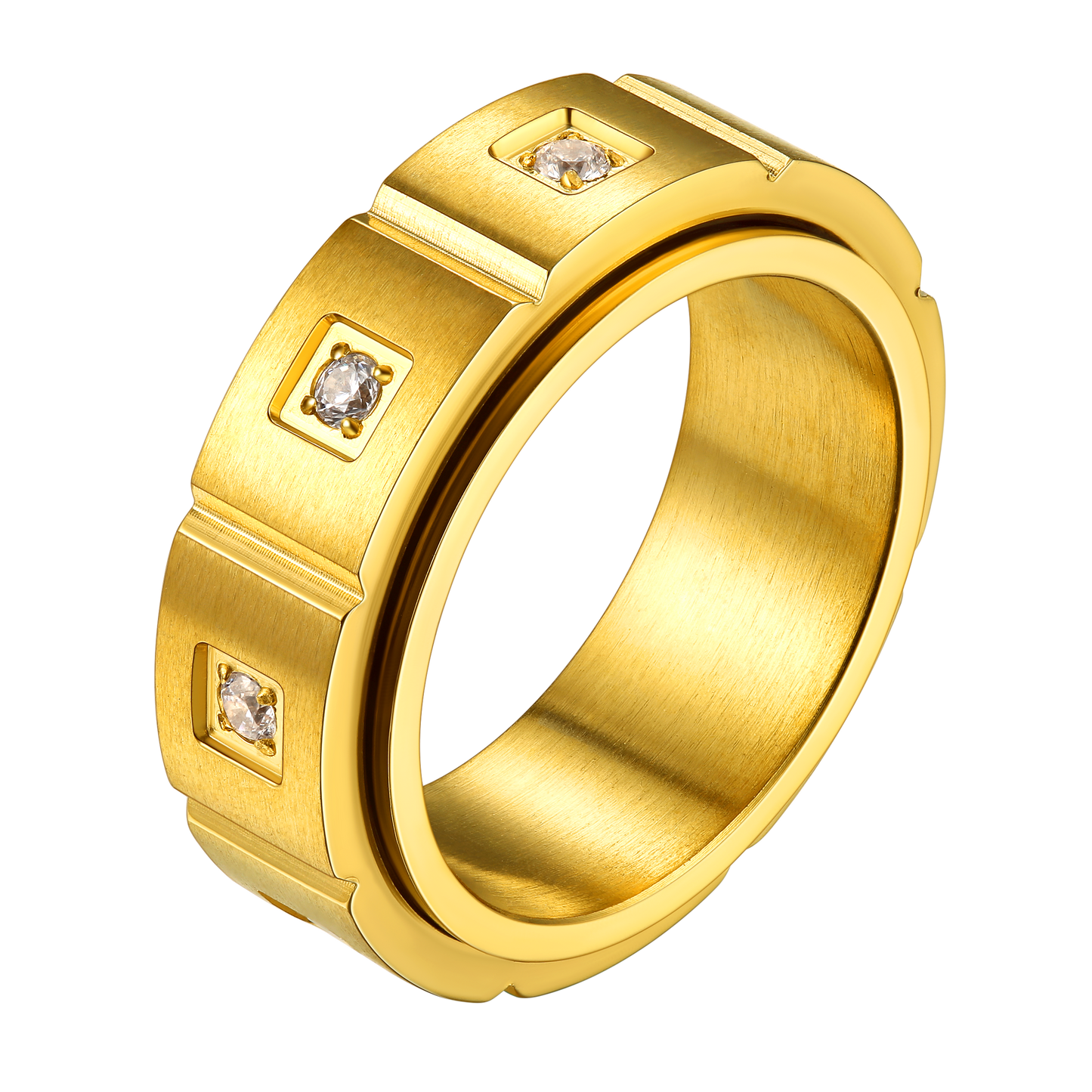 Anillo de circonita para la ansiedad de acero inoxidable