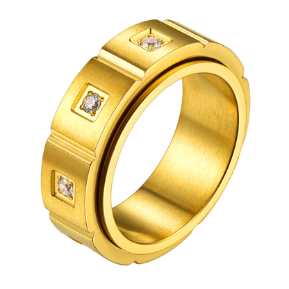 Anillo de circonita para la ansiedad de acero inoxidable