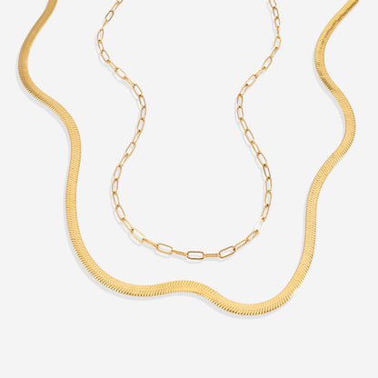 Herringbone & Paperclip Chain Set
