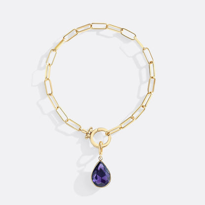 Mint Paperclip Bracelet & Teardrop Birthstone Charm