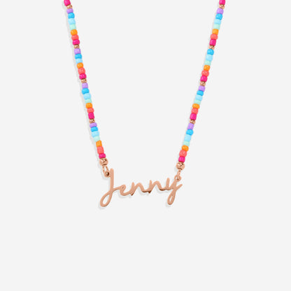 Beach Vibes Beaded Fairy Name Necklace