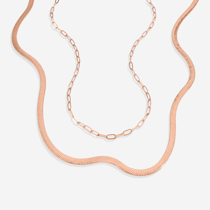 Herringbone & Paperclip Chain Set