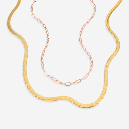 Herringbone & Paperclip Chain Set