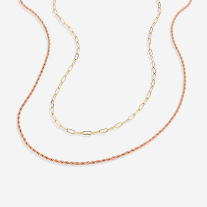 Rope & Paperclip Chain Necklace Duo