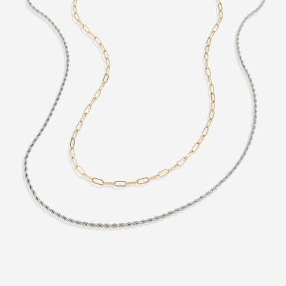 Rope & Paperclip Chain Necklace Duo