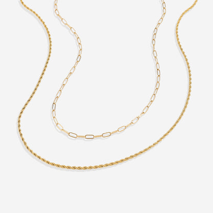 Rope & Paperclip Chain Necklace Duo