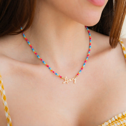 Beach Vibes Beaded Fairy Name Necklace